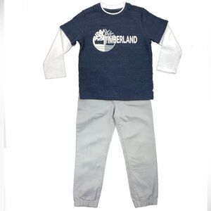 Timberland Kids Jogging and Waffle Long Sleeves T-Shirt Size: 5